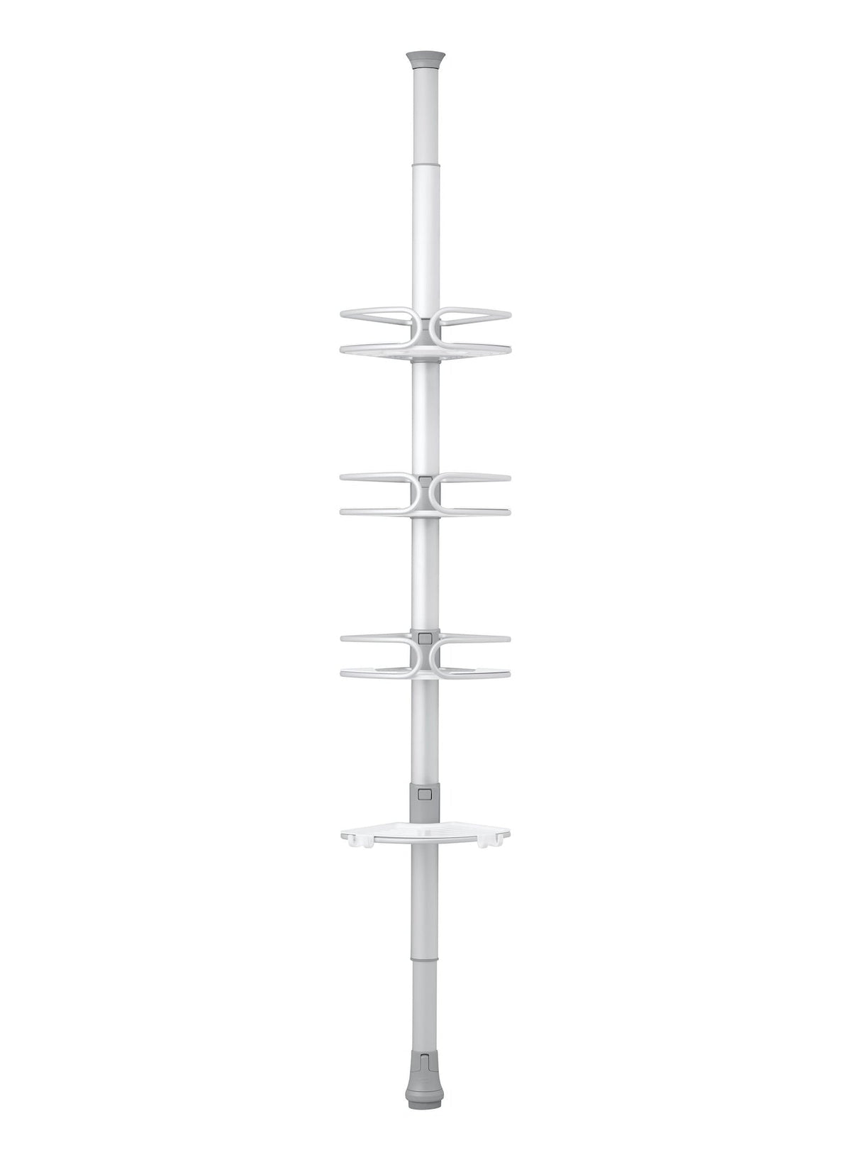 Aluminum Quick Extend Tension Pole Shower Caddy, Grey, 9-ft