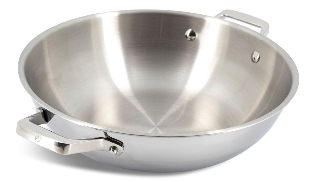 3-Ply Clad Stainless Steel Wok, 32-cm