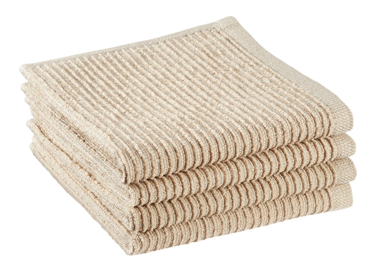 All-Purpose Ribbed Cotton Terry Square Dish Cloths, Beige, 4-pk