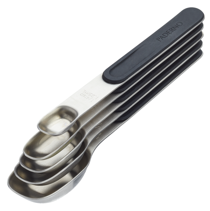 Stainless Steel Measuring Spoons Set with Magnetic Handle, 5-pc X6498