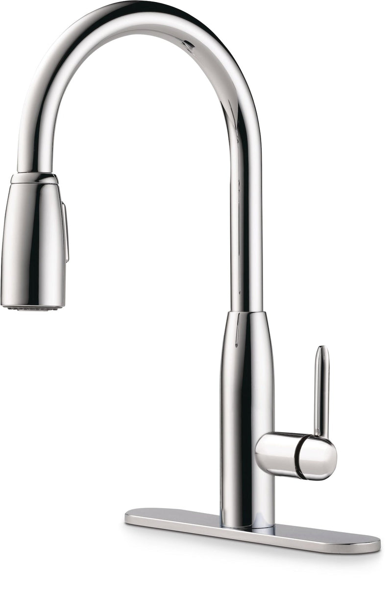 Tunbridge Single Handle High Arc Pull Down Kitchen Faucet, Chrome N8594