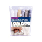 Exact Match Wood Furniture & Floor Repair Markers, White-Grey, 6 Shades