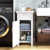 Home Somerset Single Door Bathroom & Laundry Storage Cabinet with Drawer & Adjustable Shelf, White