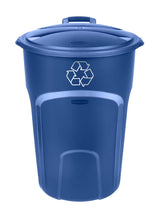 Plastic Circular Wheeled Recycling Blue Box with Handle, 121-L