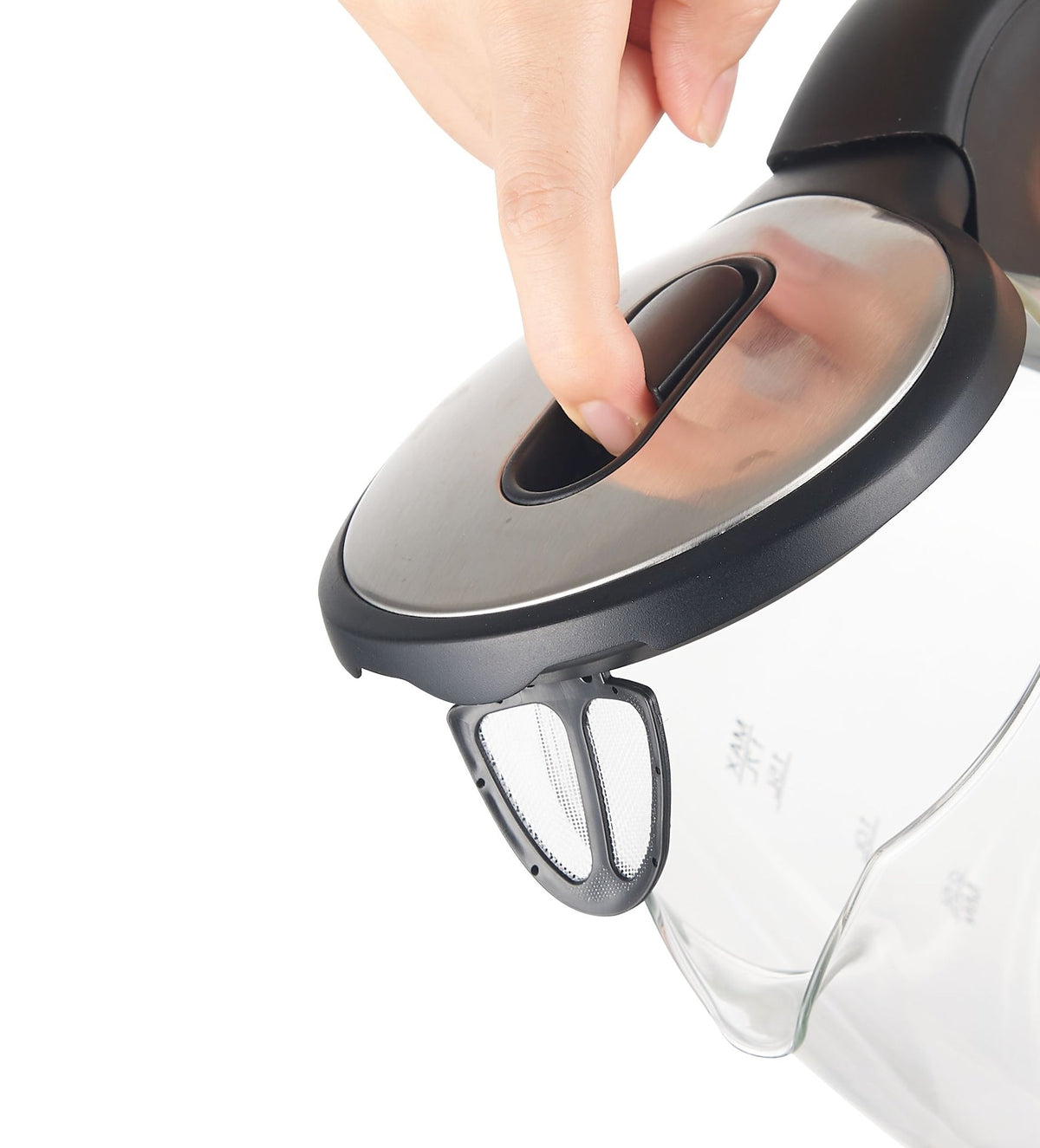 Cordless Electric Glass Kettle with Auto Shut Off, Black/Stainless Steel, 1.7-L