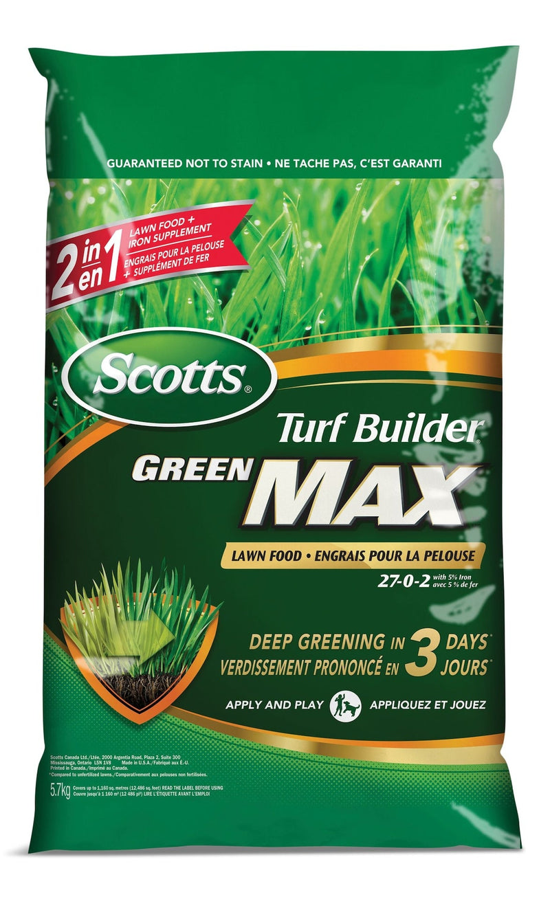 Turf Builder Green MAX Lawn Fertilizer, 27-0-2, 350-m2 A2859