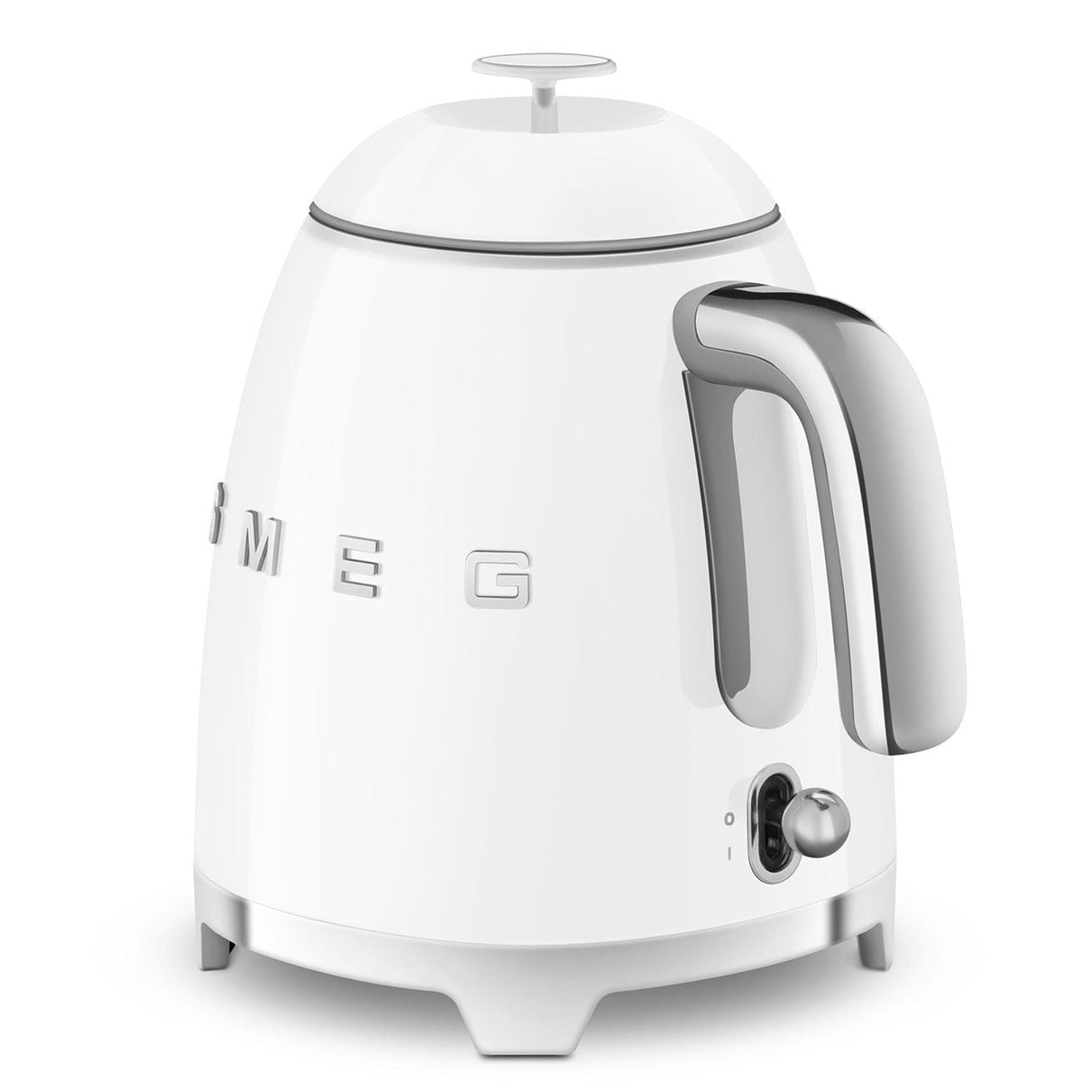50's 1400W Retro Style Electric Mini Countertop Kettle with Cordless Base, White, 0.8-L
