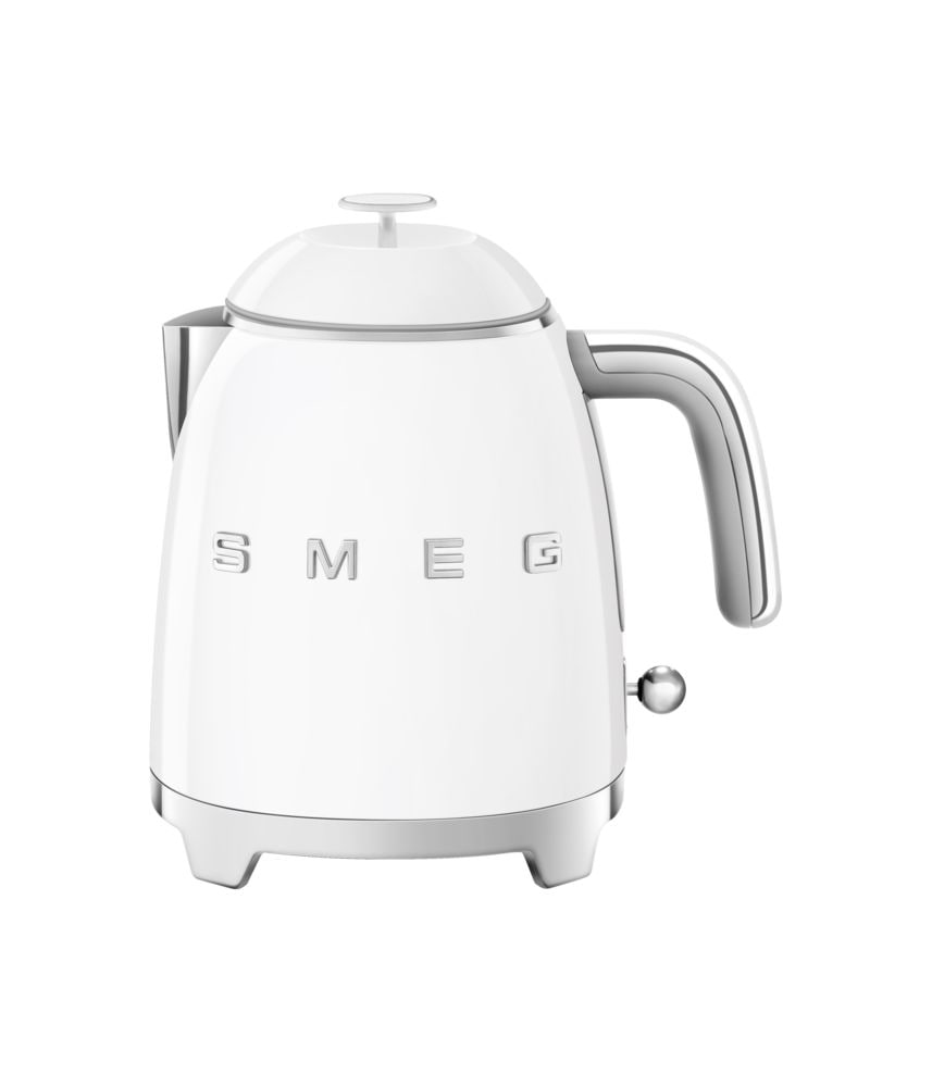 50's 1400W Retro Style Electric Mini Countertop Kettle with Cordless Base, White, 0.8-L