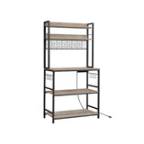 Home 5-Shelf Grey Baker's Rack with 4 AC Outlets