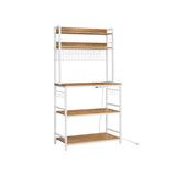 Home 5-Shelf Rustic Walnut Baker's Rack with 4 AC Outlets