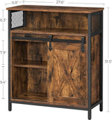 Home Rustic Brown Cabinet with Sliding Door