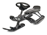 GT King Size Kids' 2-Person Winter Snow Racer Sled with Steering Wheel & Brakes, Grey