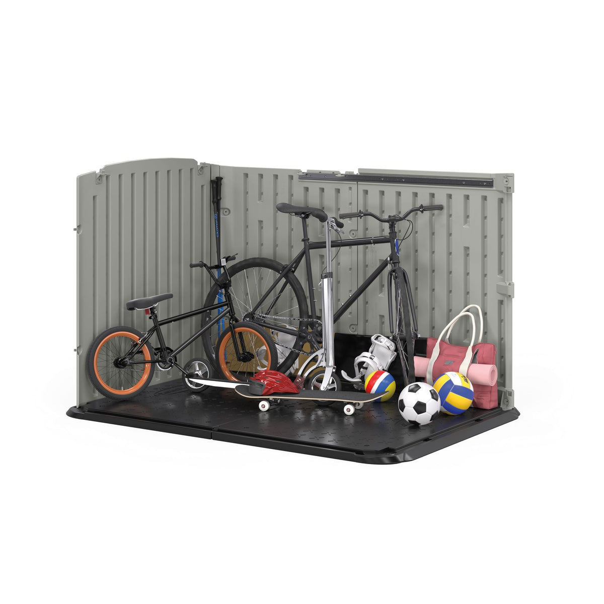 Glidetop 98-cu-ft Dove Grey Horizontal Shed