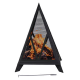 Decor Majestic Pyramid Steel Fire Pit, Black