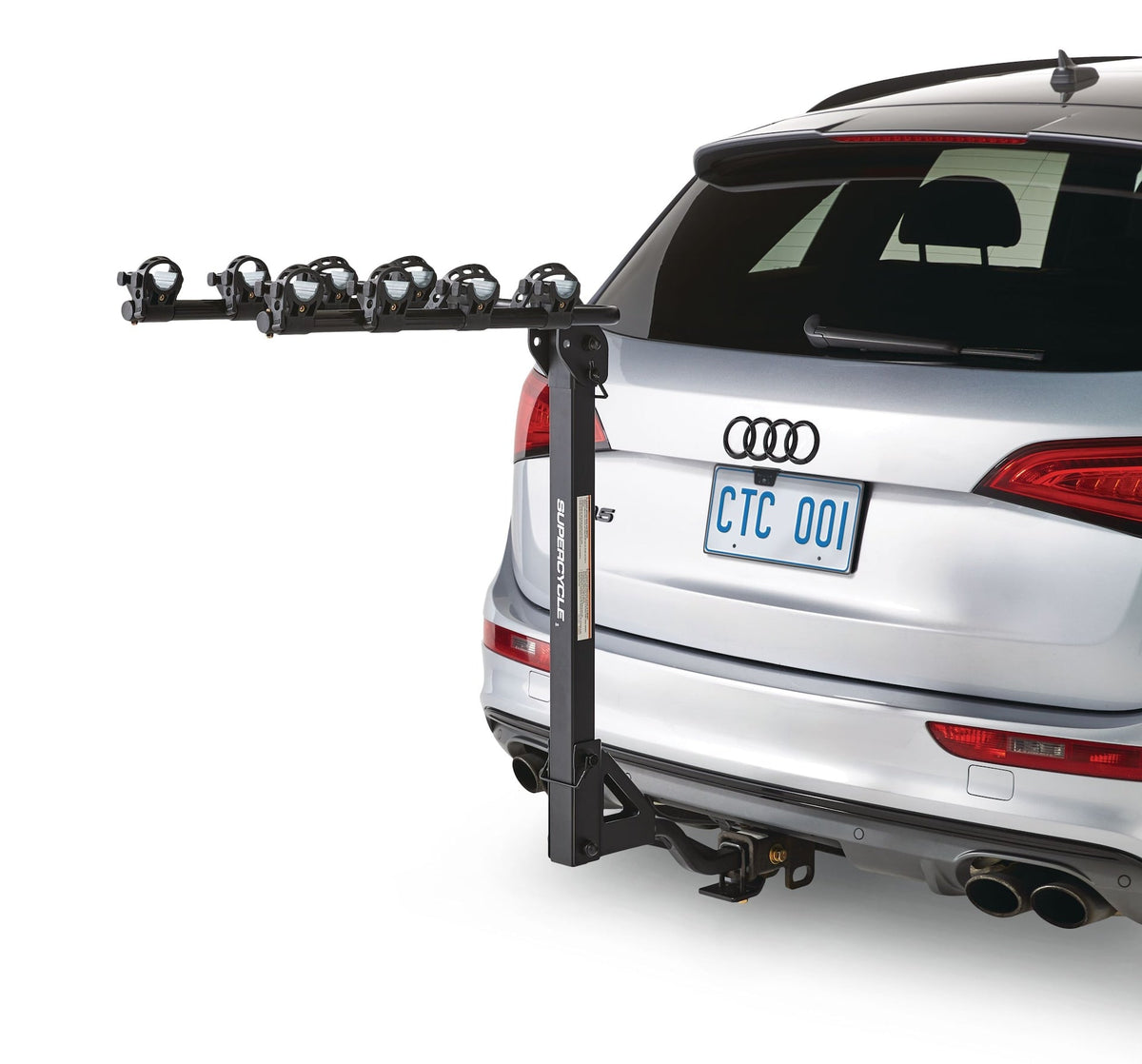 Dual Arm Hitch Mounted Hanging Bike Carrier, 4-Bikes