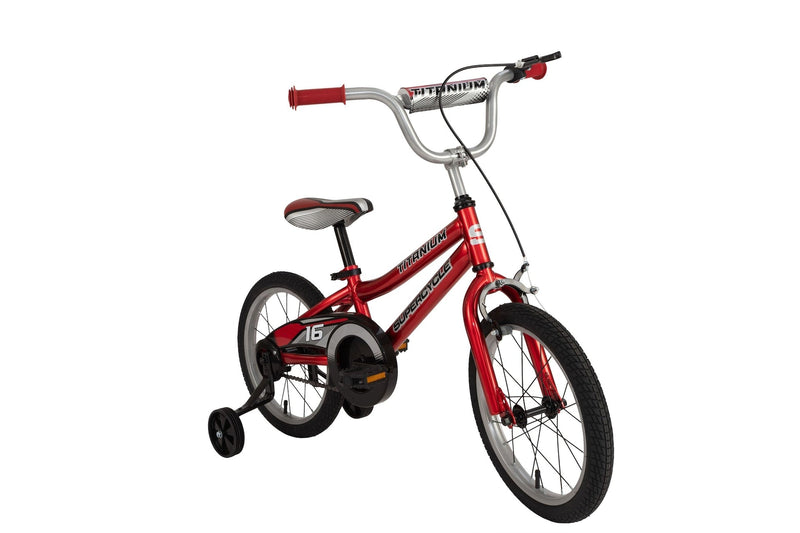 Titanium Kids' Bike with Training Wheels, Red, 16-in L2016