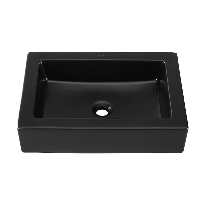 Voltaire Ceramic Rectangle Vessel Sink, Matte Black U5183