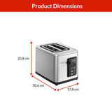 2-Slice Stainless Steel Digital Toaster, Extra wide slots, 7 Browning levels