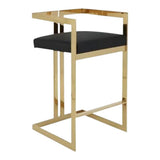 Black Cushioned Harvey Stool with Gold Frame
