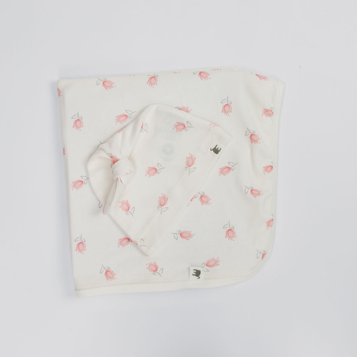 Tulip Print Premium Organic Cotton Blanket and Beanie Set