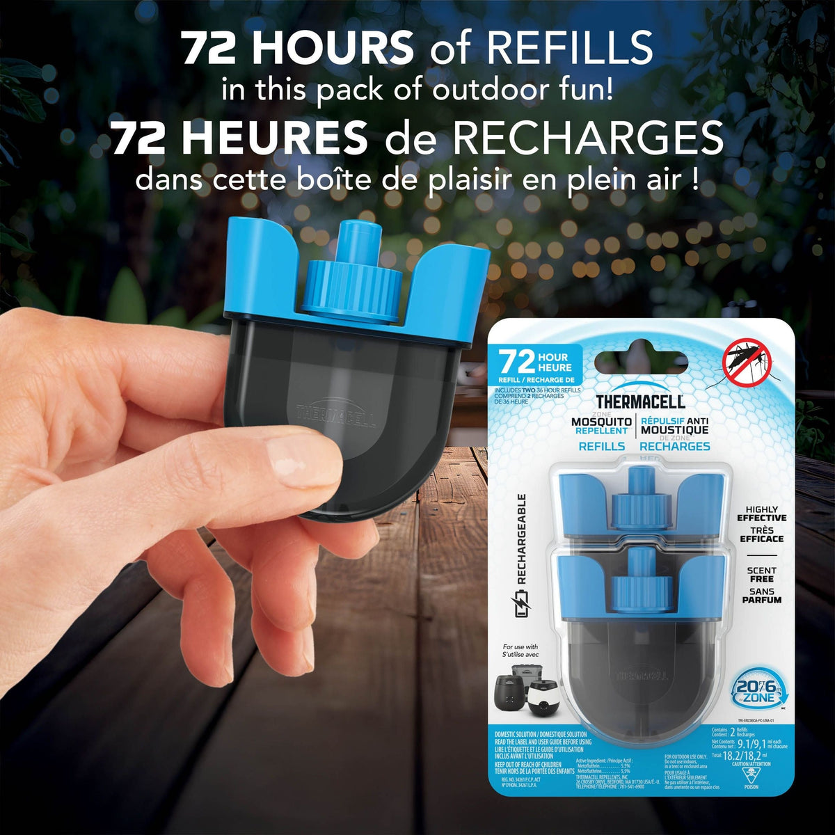 E-ZoneGuard Rechargeable Mosquito Repellent Refill 72-Hour Pack