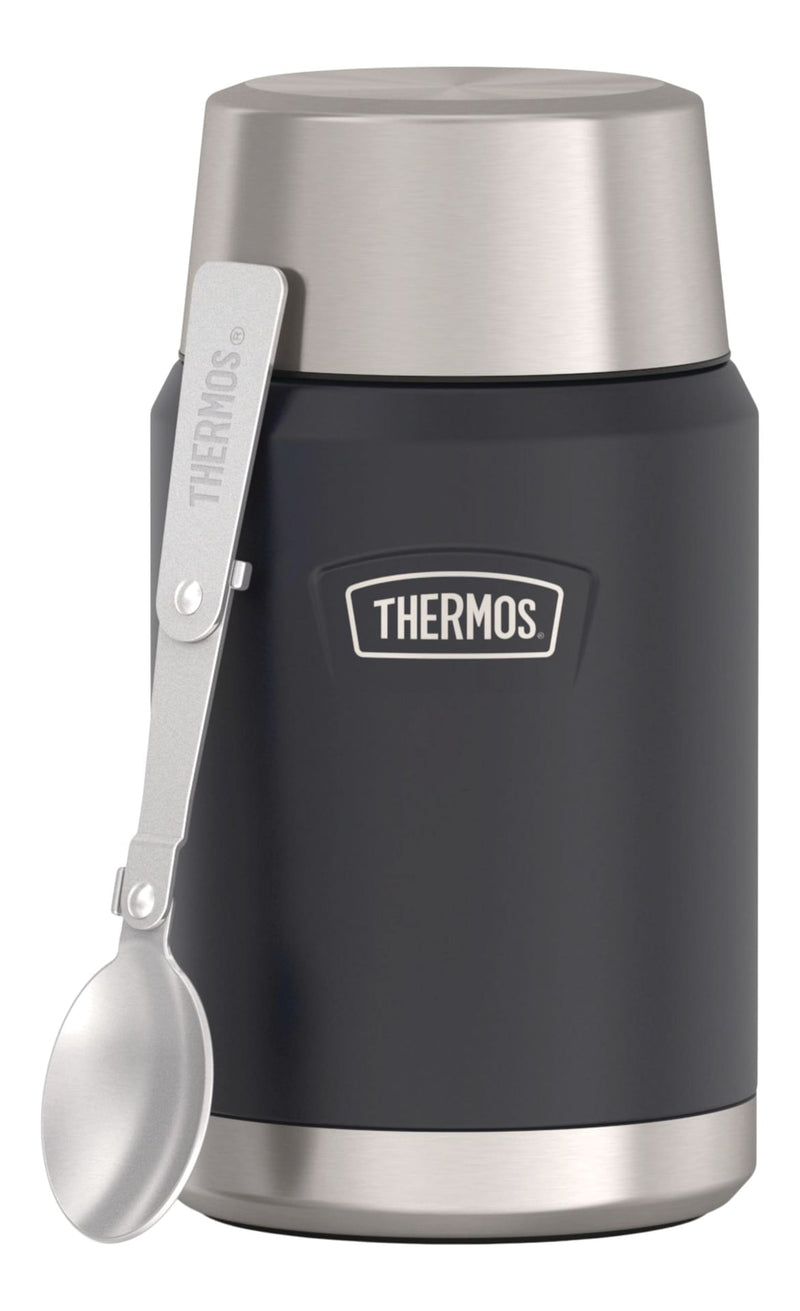 Stainless Steel Vacuum Insulated Food Jar, 24-oz (710-mL), Black/Blue, with Spoon M6540