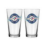 Pint Drinking Glass Set For Baseball Fans/Collectors, 16-oz, 2-pk