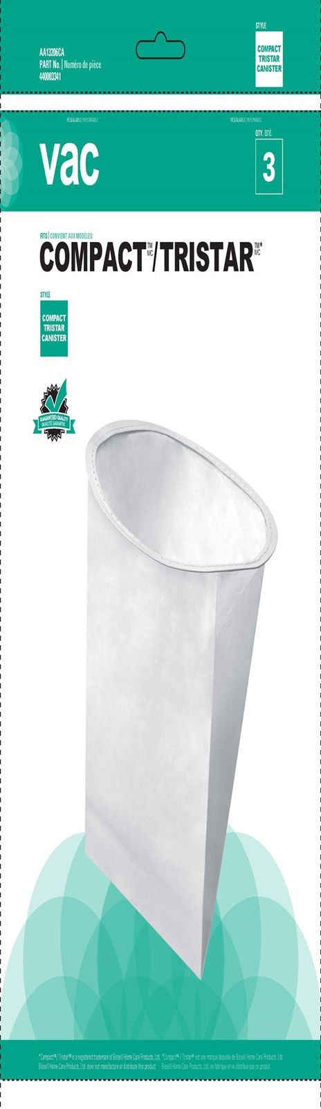 Tristar Compact Replacement Vacuum Cleaner Bags, 3-pk