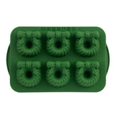 Green Steel/Silicone Wreath Cake Pan, 6-pk