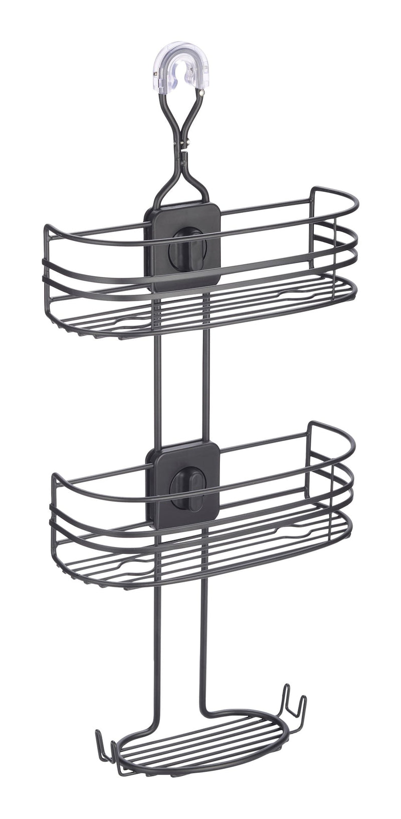 Adjustable Rust-Resistant 4-Way Shower Caddy with Lock Top, Matte Black M900