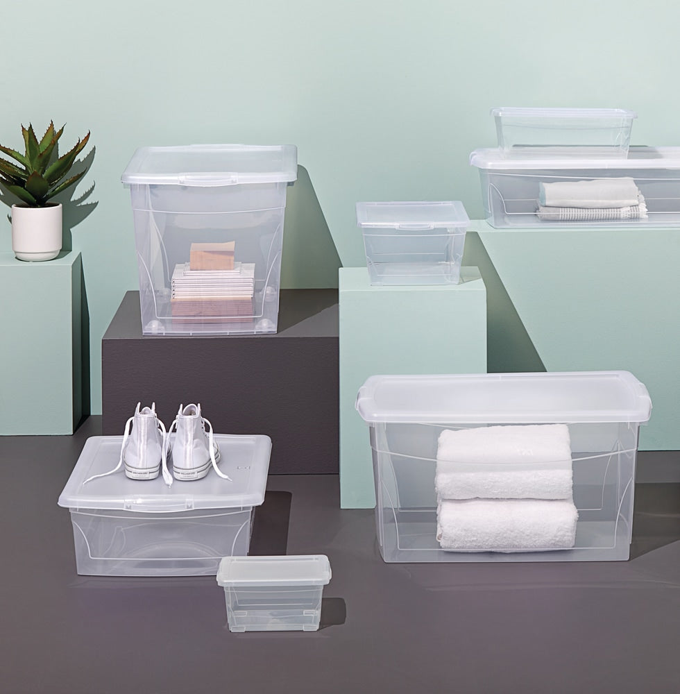 type A Clarity Transparent Storage Box with Lid, 60-L