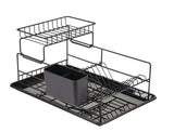 Type A Perspective Steel 2-Tier Dish Drying/Draining Rack with Cutlery Holder, 18.2 x 12.3-in, Black