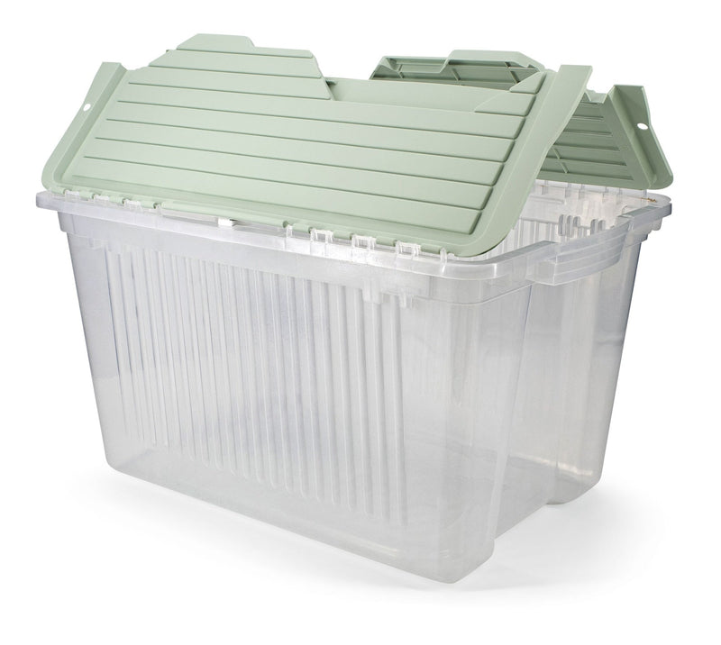 Transparent Stackable Storage Box with Flip-top Lid, 45-L, Eucalyptus J8628