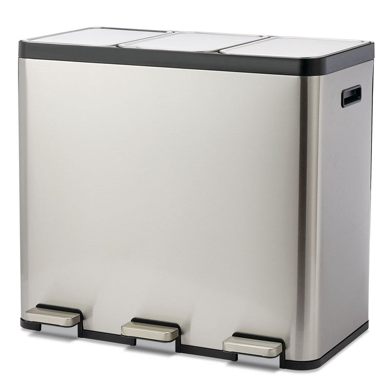 Tri-Sorter Stainless Steel Garbage Can, 3 x 20-L J815