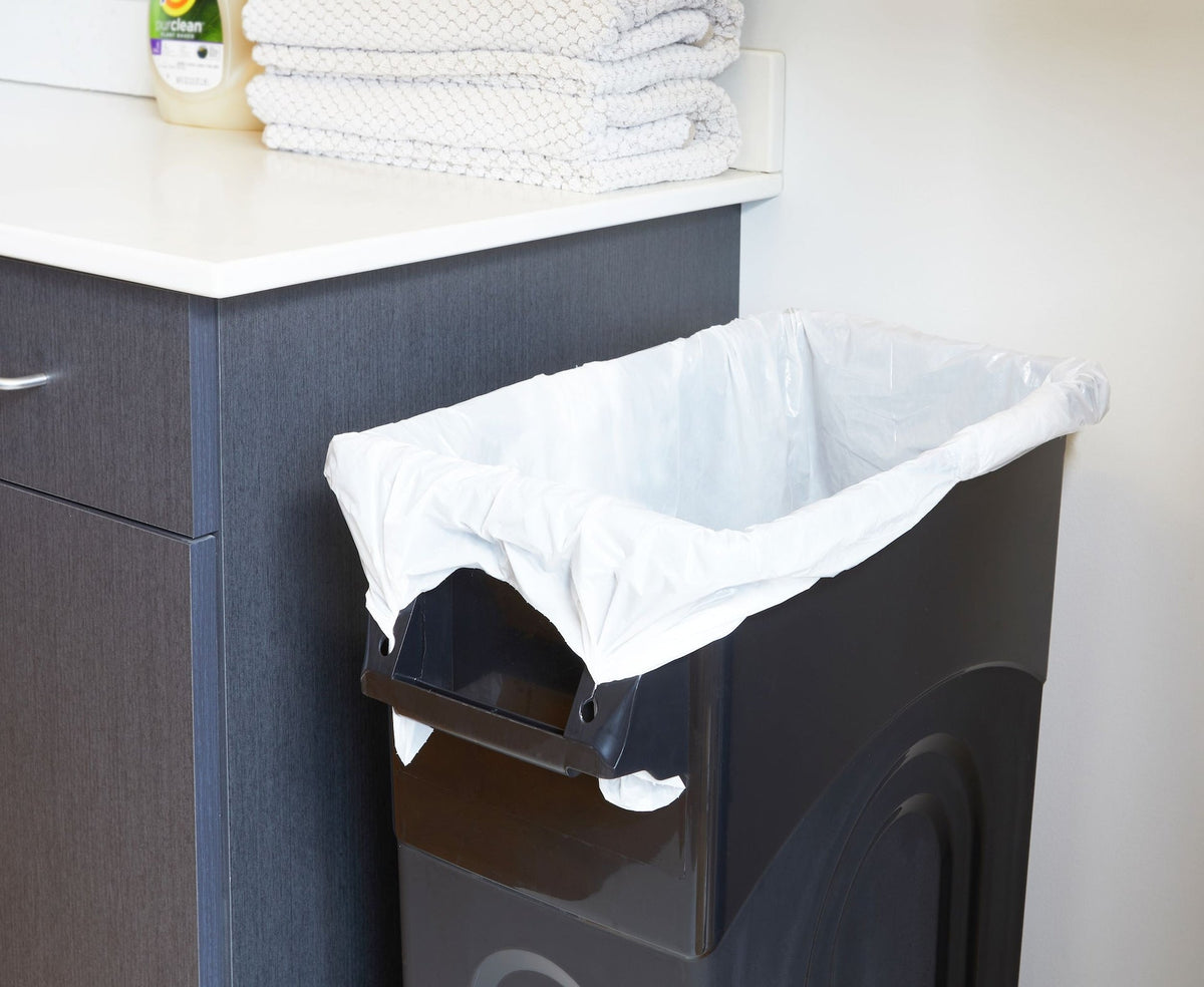 Plastic Tall Slim Rectangular Garbage Can, Black, 87-L