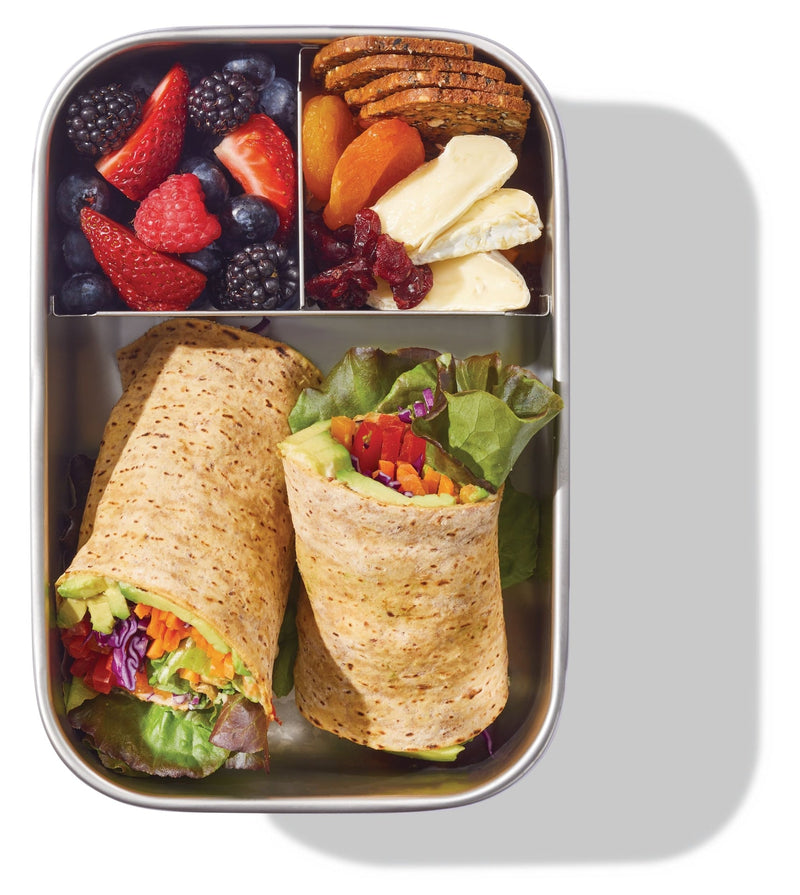 3-Compartment Stainless Bento Lunch Box Food Storage Container, Blue, 1.3-L E7682