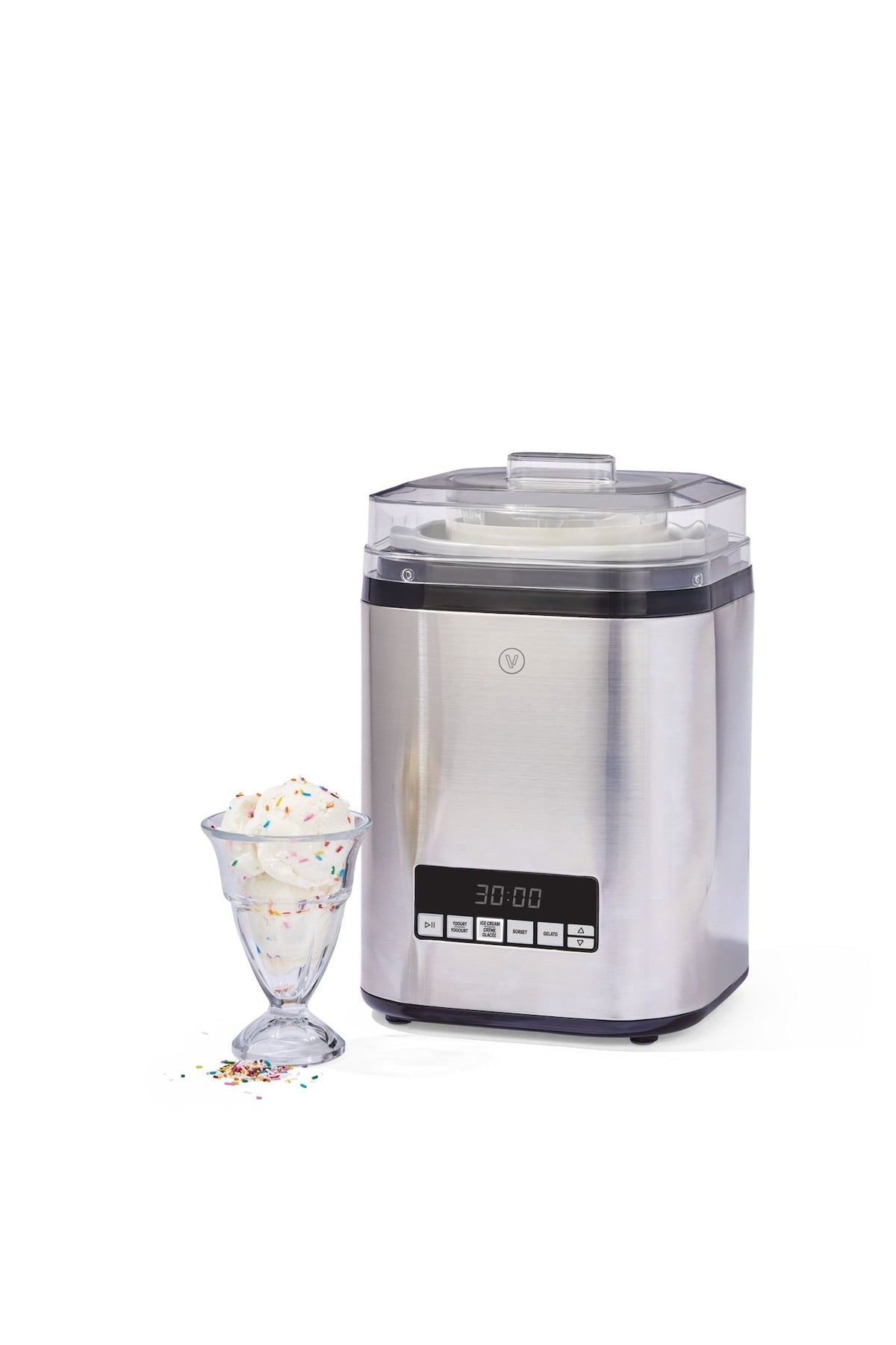 Digital Ice Cream Maker, 4-in-1 Ice Cream & Frozen Treat Maker, Stainless Steel, 1.9-L