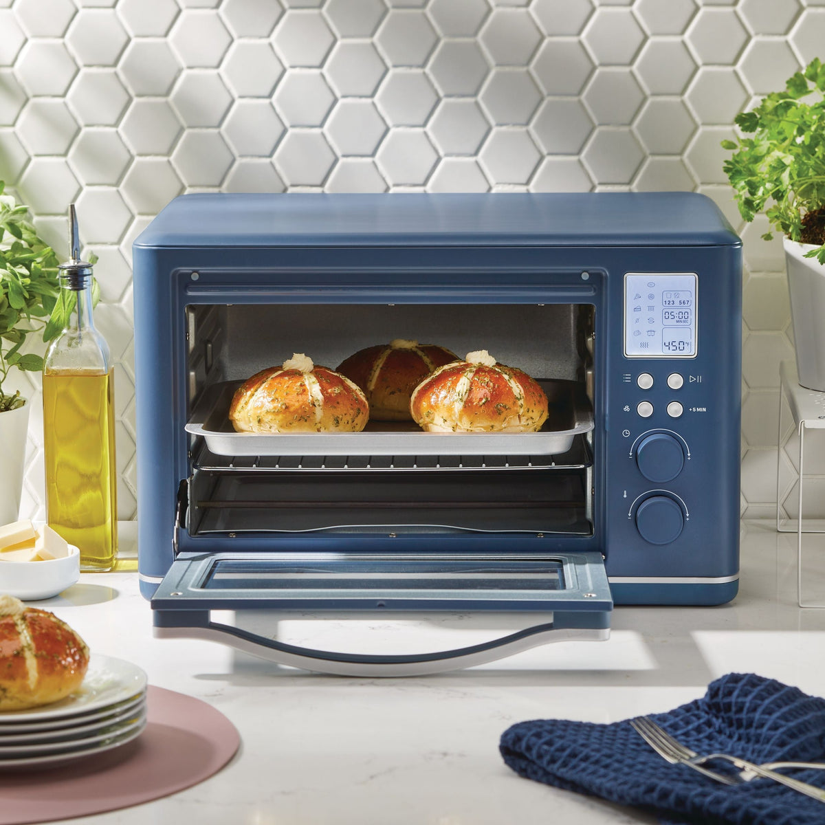 Digital Multi-Functional Air Fryer Toaster Oven with 11 Pre-Set Functions, Bluefin, 6-Slices