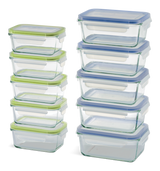 Glass Clip Lid Food Storage Container Set with Leakproof Lids, 10-pk, with Lids