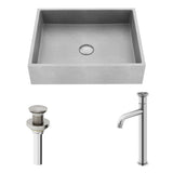 Coca Gothic Grey Bathroom Sink/Basin Set with Cass Faucet and Rectangular Vessel