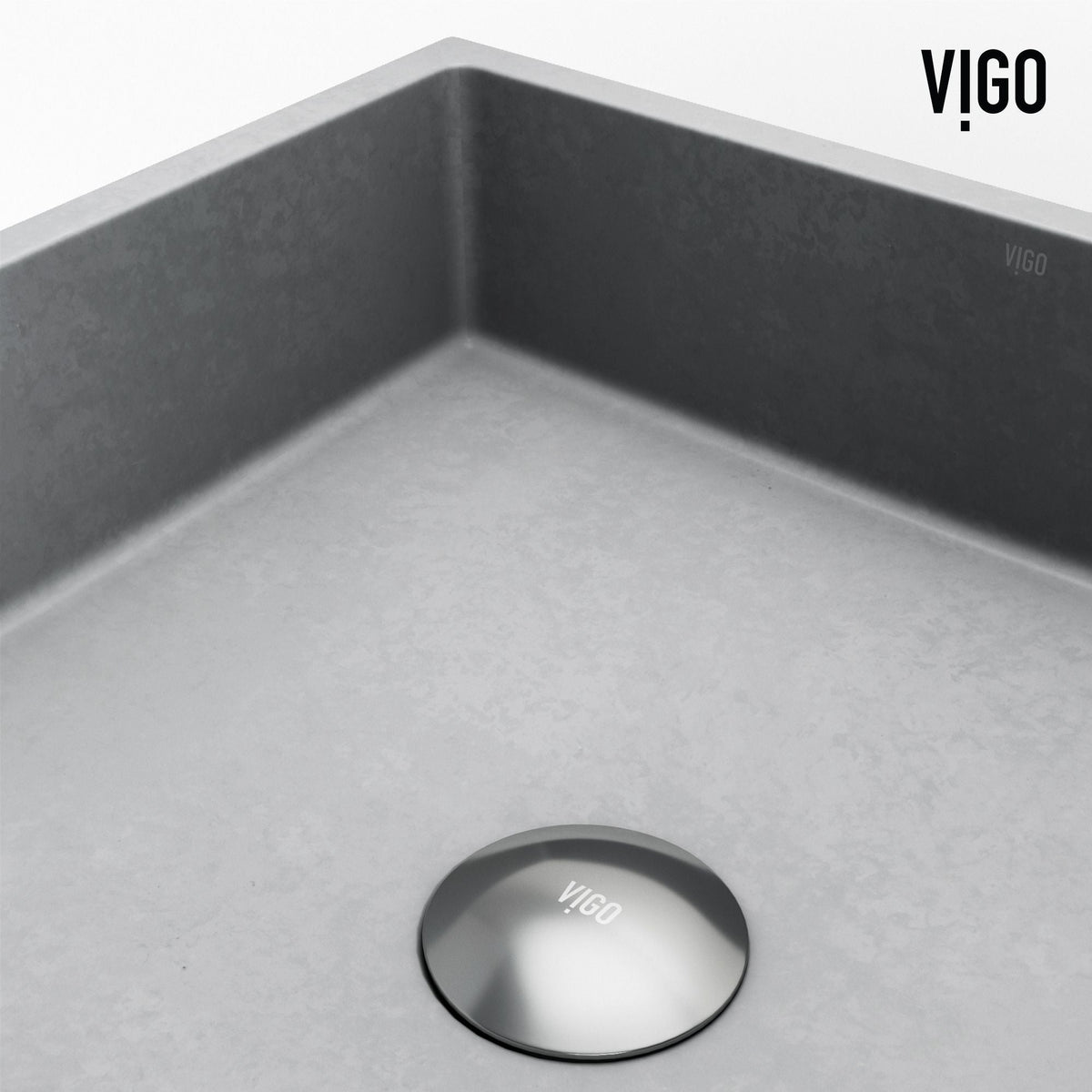Coca Gothic Grey Bathroom Sink/Basin Set with Cass Faucet and Rectangular Vessel