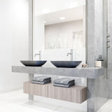 Duomo Gothic Grey Bathroom Sink/Basin Set with Cass Faucet and Rectangular Vessel