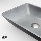 Duomo Gothic Grey Bathroom Sink/Basin Set with Cass Faucet and Rectangular Vessel