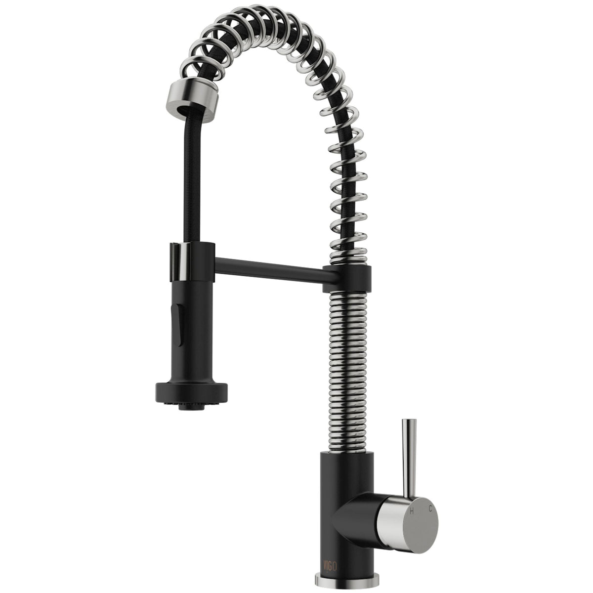 Edison Single Handle Pull Down Kitchen Faucet, Stainless Steel/Matte Black