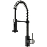 Edison Single Handle Pull Down Kitchen Faucet, Stainless Steel/Matte Black