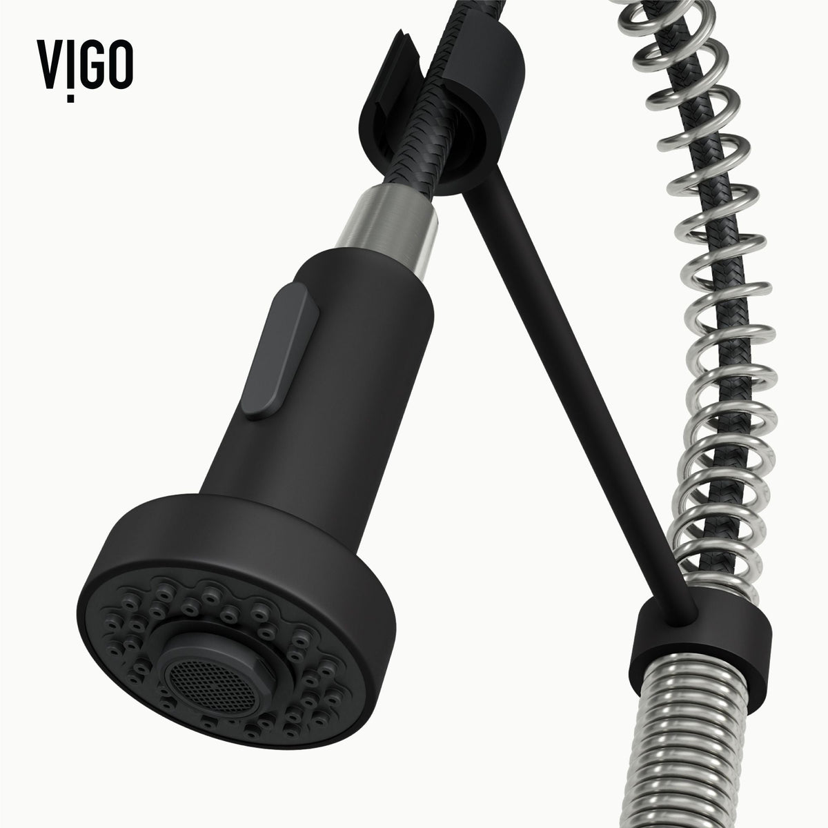 Edison Single Handle Pull Down Kitchen Faucet, Stainless Steel/Matte Black