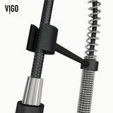Edison Single Handle Pull Down Kitchen Faucet, Stainless Steel/Matte Black