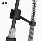 Edison Single Handle Pull Down Kitchen Faucet, Stainless Steel/Matte Black