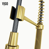 Edison Single Handle Pull Down Sprayer Kitchen Faucet, Matte Gold