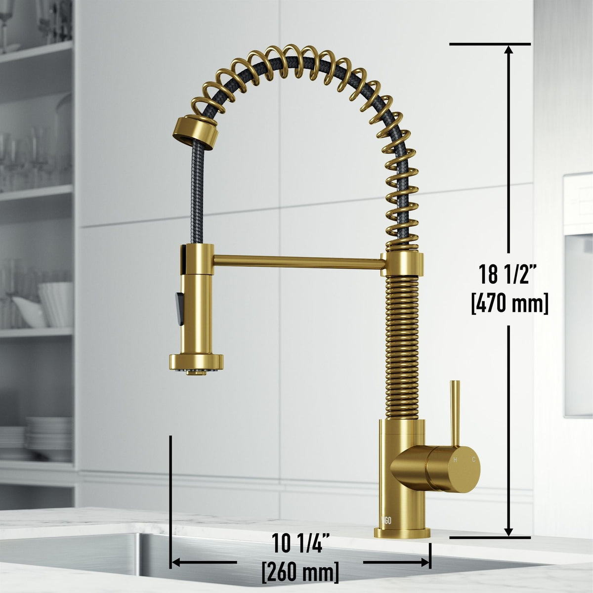 Edison Single Handle Pull Down Sprayer Kitchen Faucet, Matte Gold